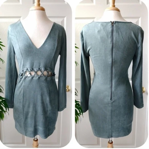 Charlotte Russe | Dresses | Charlotte Russe Blue Gray Suede Cut Out Dress |  Poshmark